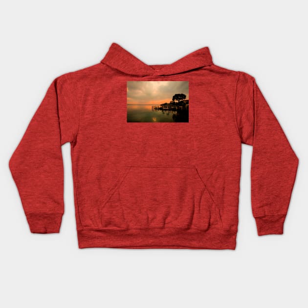 Super Silhouetted Sirmione sunset Kids Hoodie by Violaman